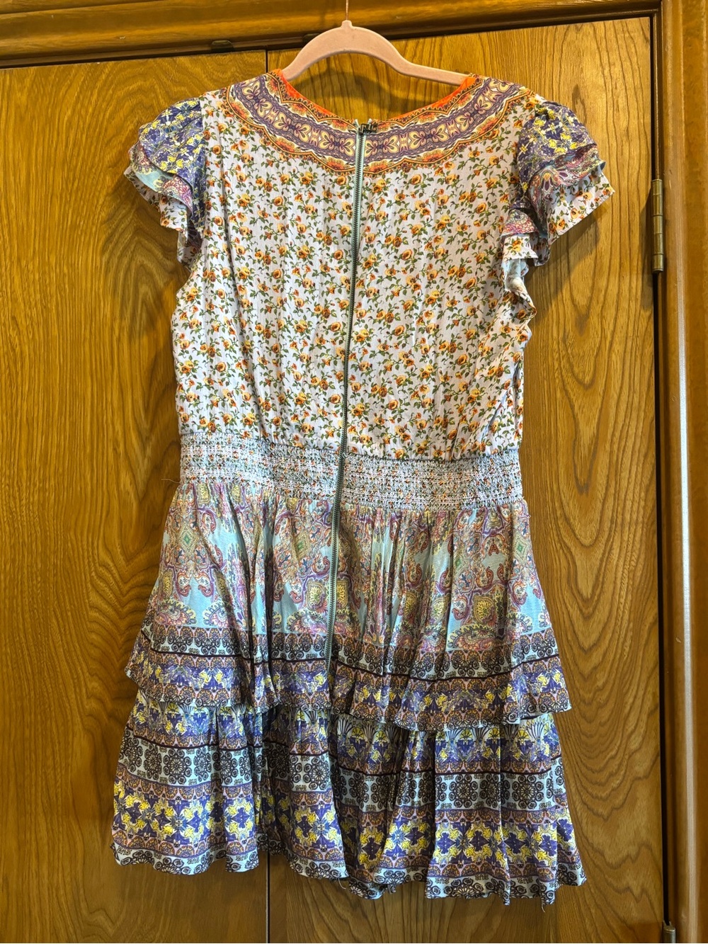 NWT Alice + Olivia Ritzy Multi Print Tiered Mini Dress Size 12 - Picture 4 of 5
